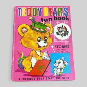 VTG 1972 Teddy Bears: Fun Book Treasure Hour Stories Games Painting Fairy Tales